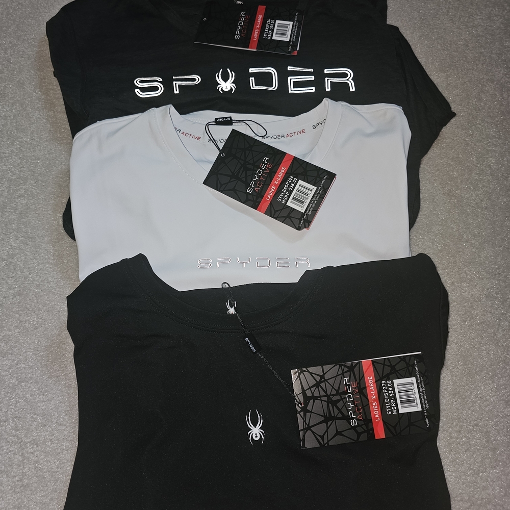 Spyder Active Black and White Short Sleeve Tees. All 3 For One Price